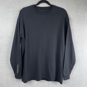 Zanerobe Mens Long Sleeve Cotton T-Shirt Black Monochrome Streetwear Crew Neck M